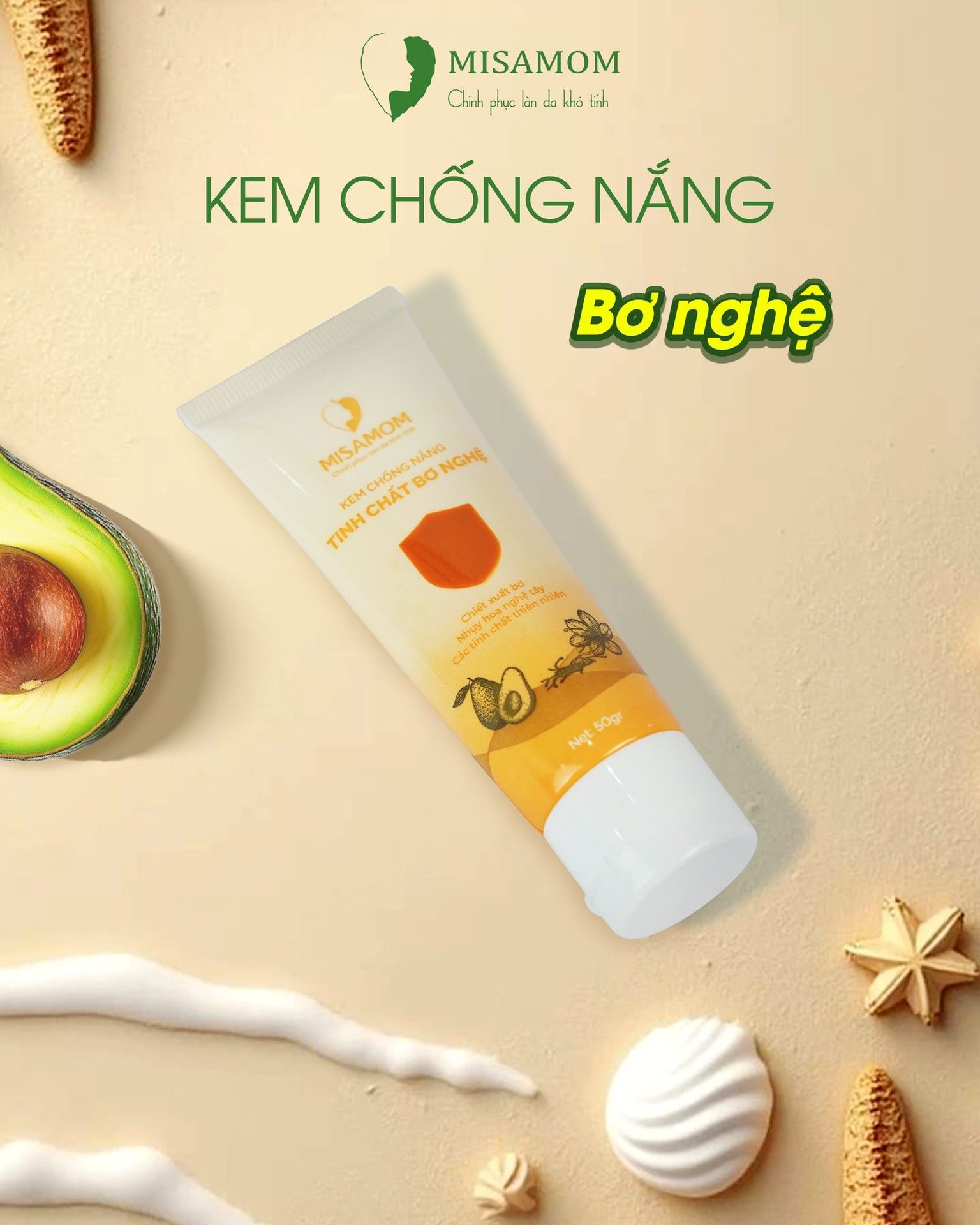 Kem Chống Nắng Tinh Chất Bơ Nghệ Misamom – Lá chắn hoàn hảo bảo vệ làn da mỗi ngày