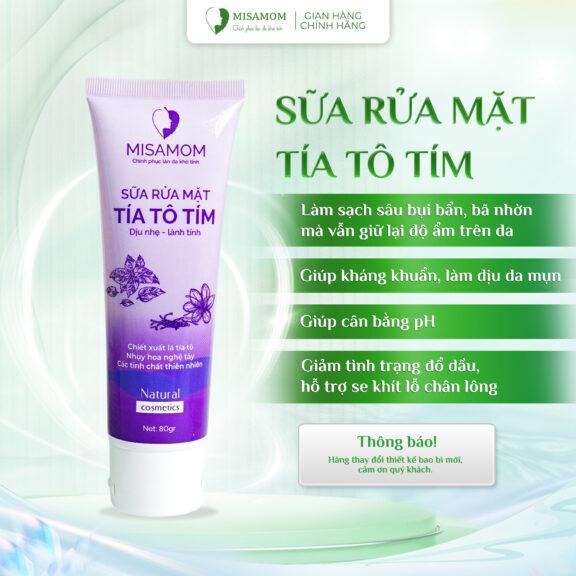 Sữa Rửa Mặt Tía Tô Tím - Dưỡng Ẩm Sáng Da Ngừa Mụn