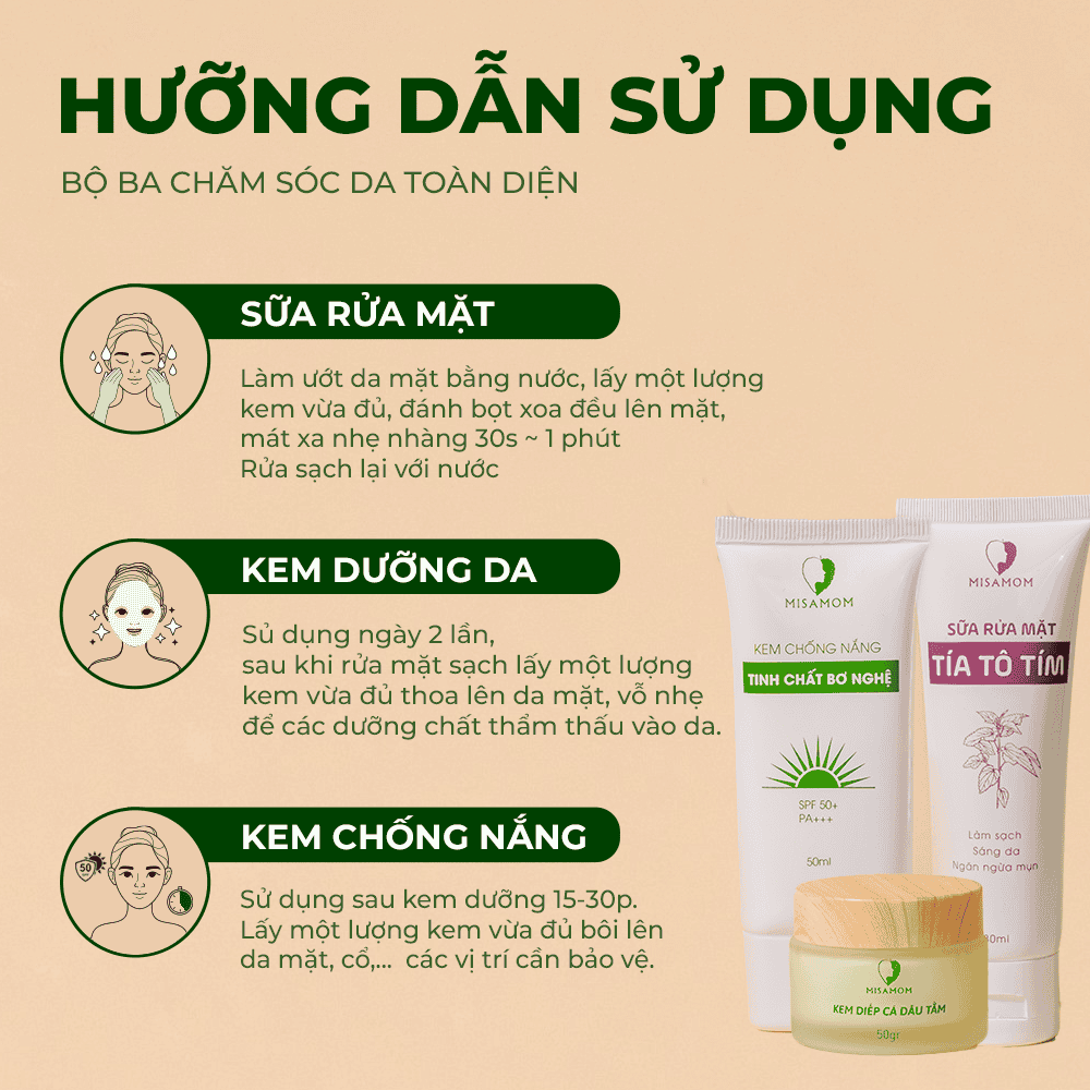 Hướng dẫn sử dụng bộ ba chăm sóc da toàn diện