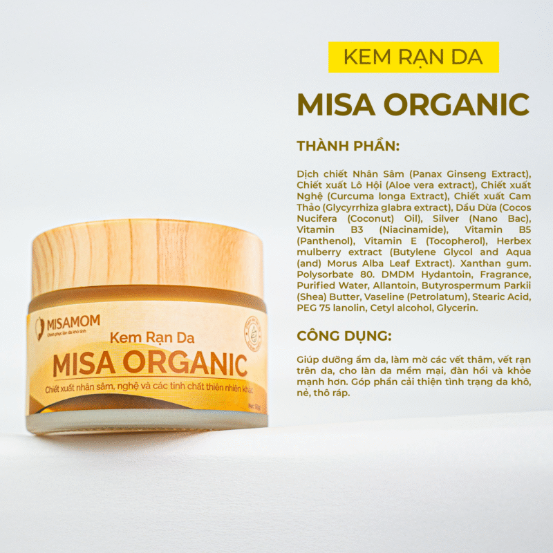 Kem Rạn Misa Organic 50gr-  Mờ Vết Rạn Căng Mịn Da