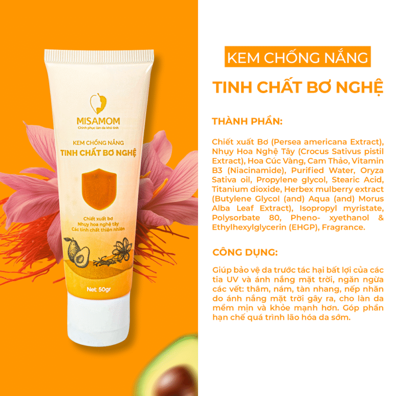 Kem Chống Nắng Tinh Chất Bơ Nghệ Misamom