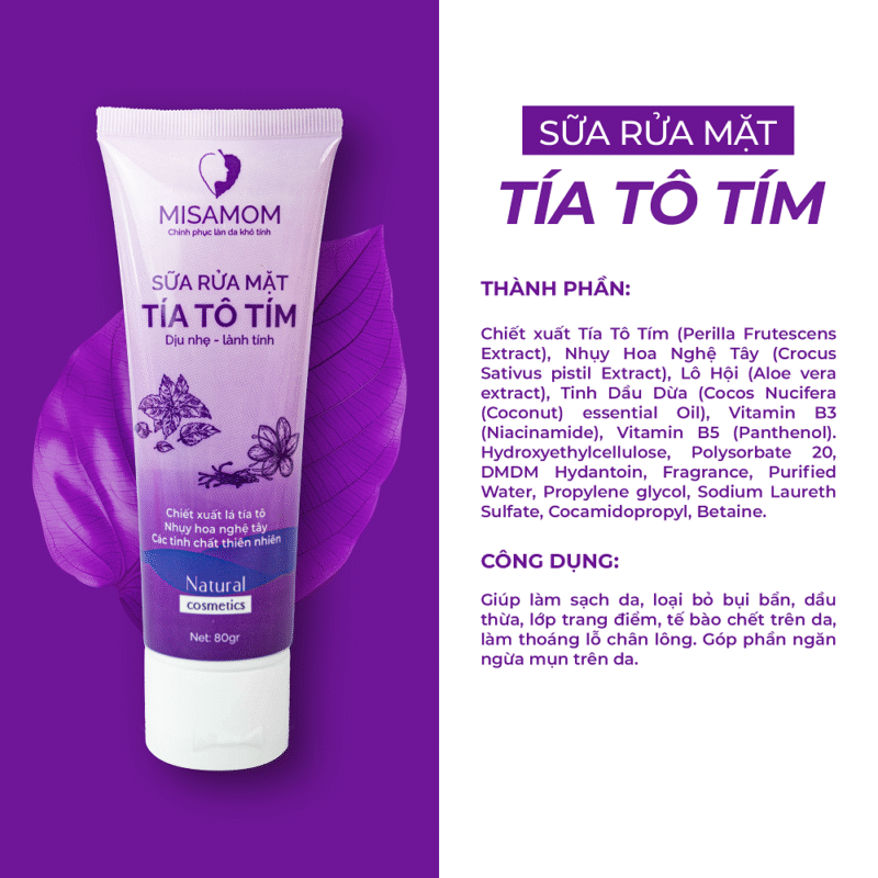 Sữa Rửa Mặt Tía Tô Tím – Dưỡng Ẩm Sáng Da Ngừa Mụn