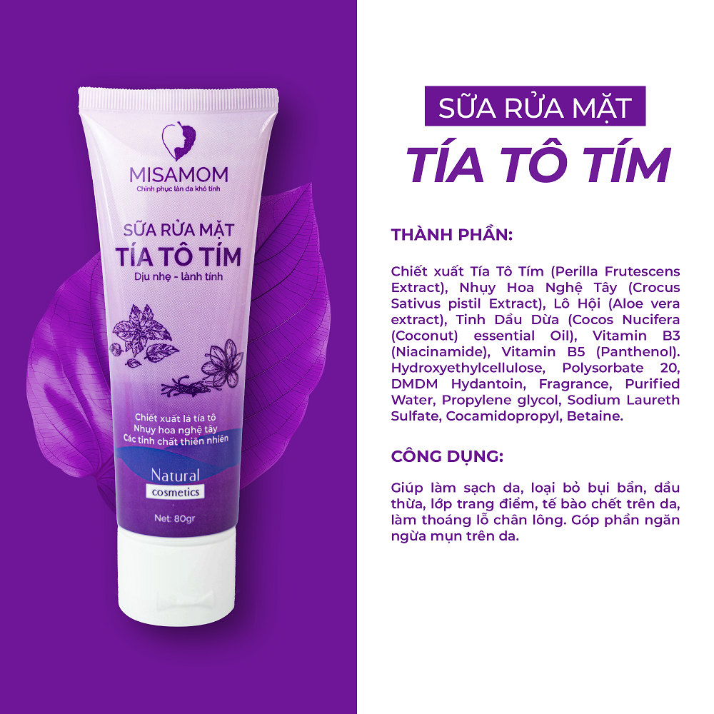 Sữa Rửa Mặt Tía Tô Tím – Dưỡng Ẩm Sáng Da Ngừa Mụn