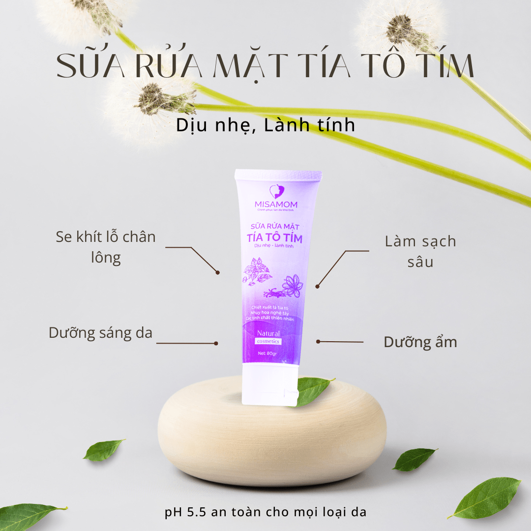 Công dụng sữa rửa mặt tía tô tím